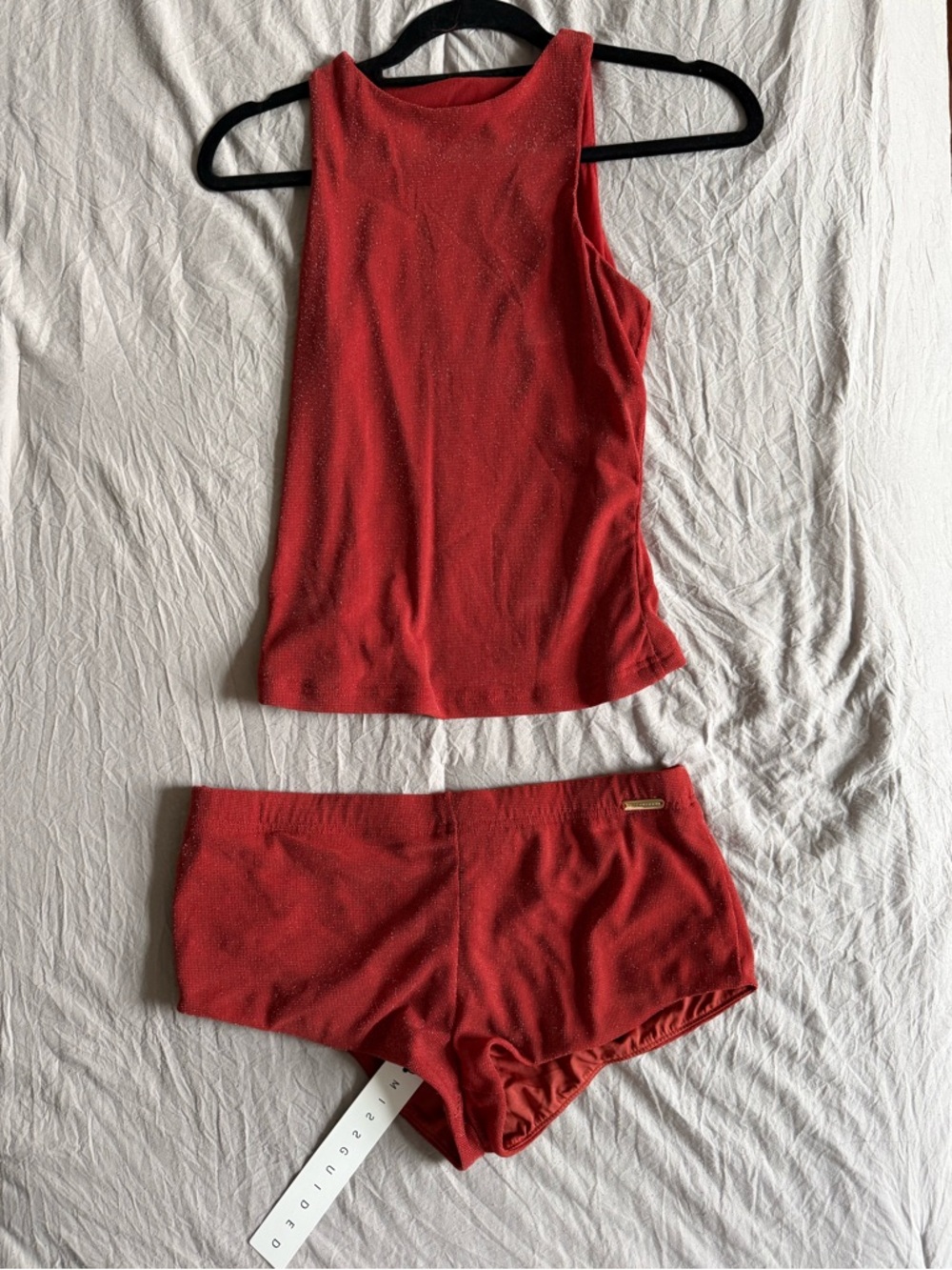 Red Sparkle Tank and Boyshort Set - Women